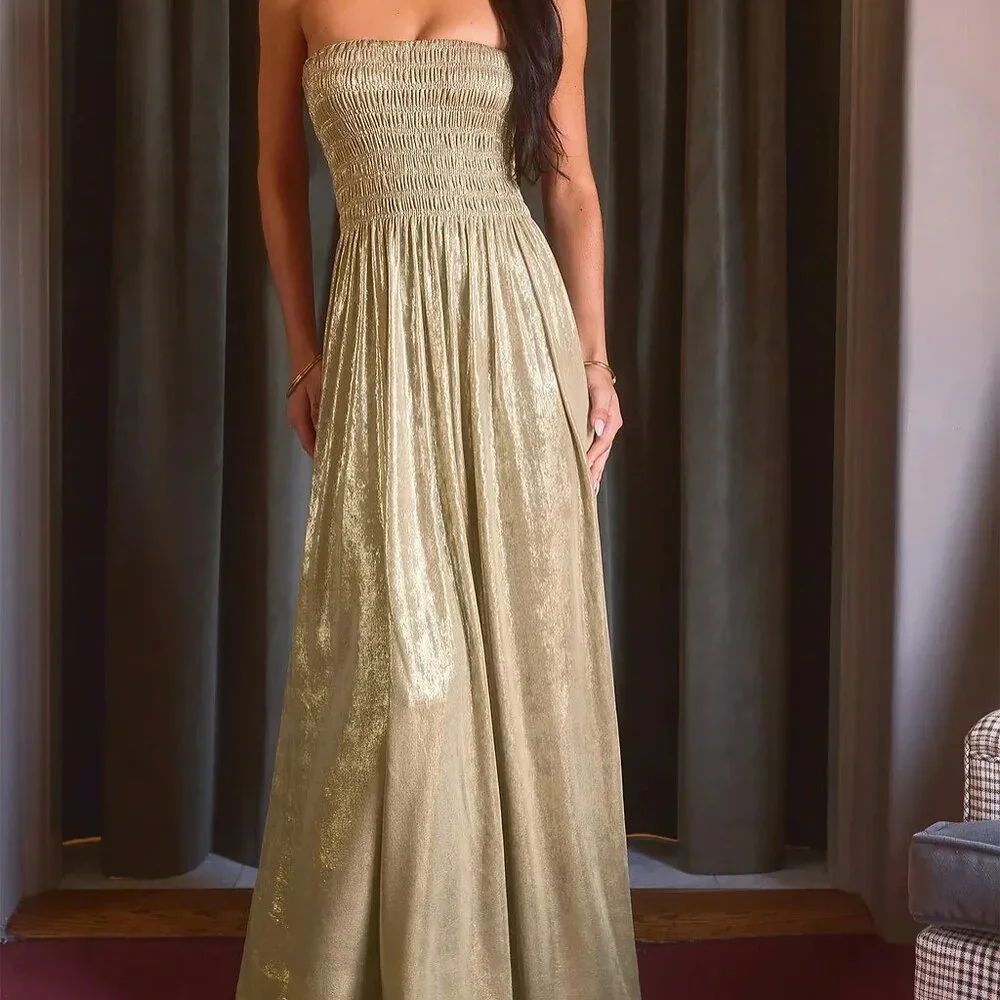 Cupshe x Renee & Elisha Herbert Golden Goddess Maxi Dress - Picture 2 of 2